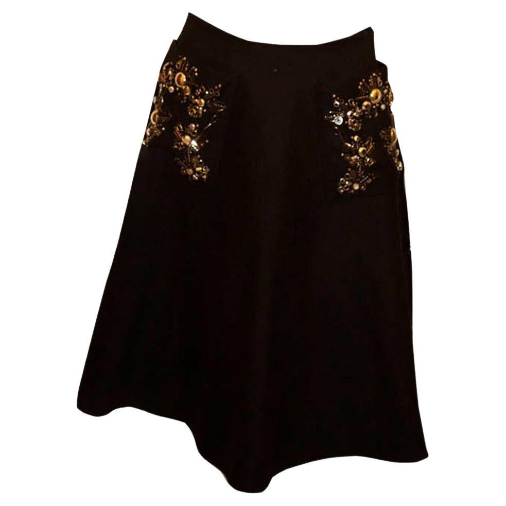 Prada, wonderful embellished Black wool skirt