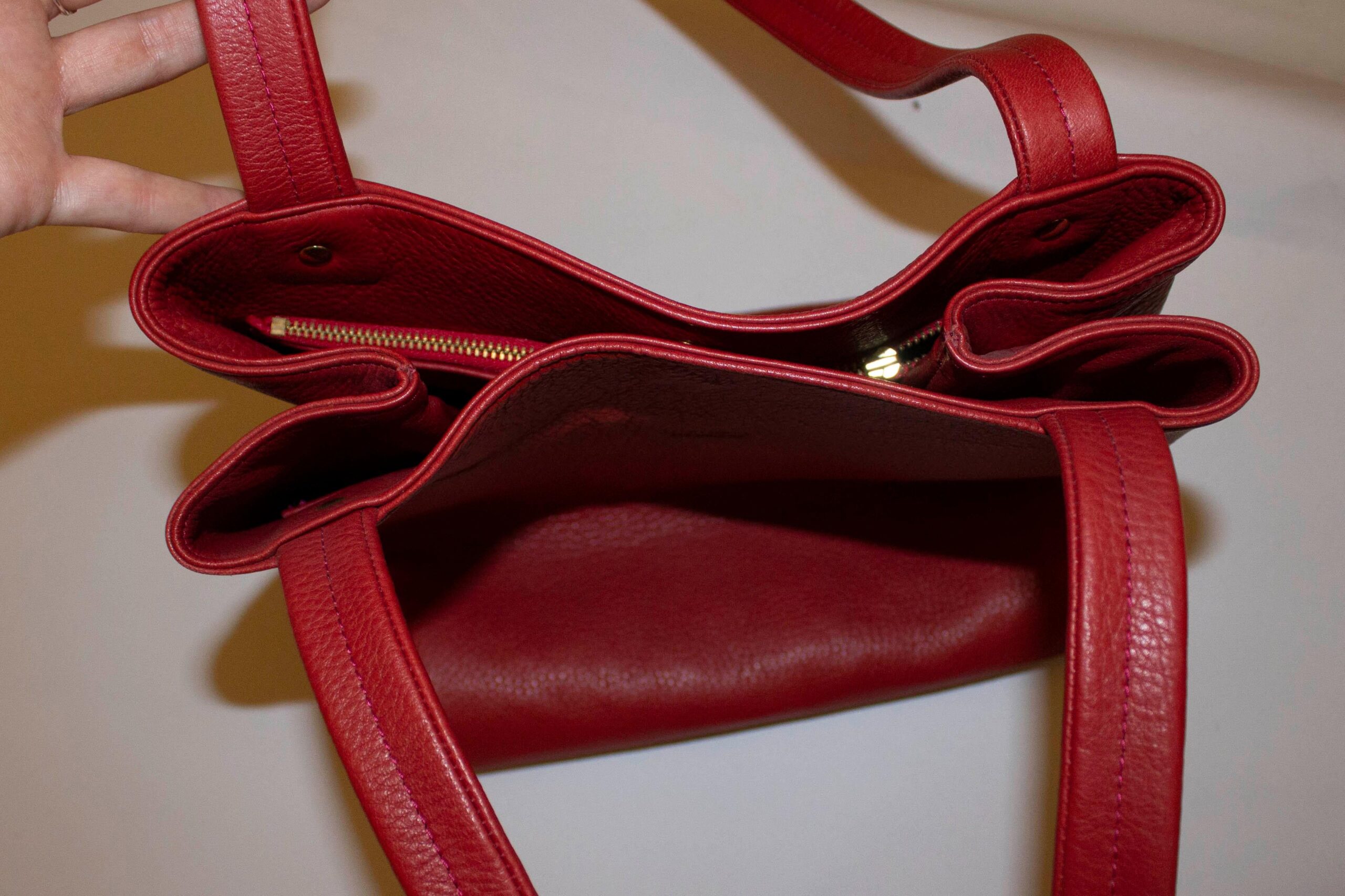 Red Leather Tote Bag by Nystrom Sweden