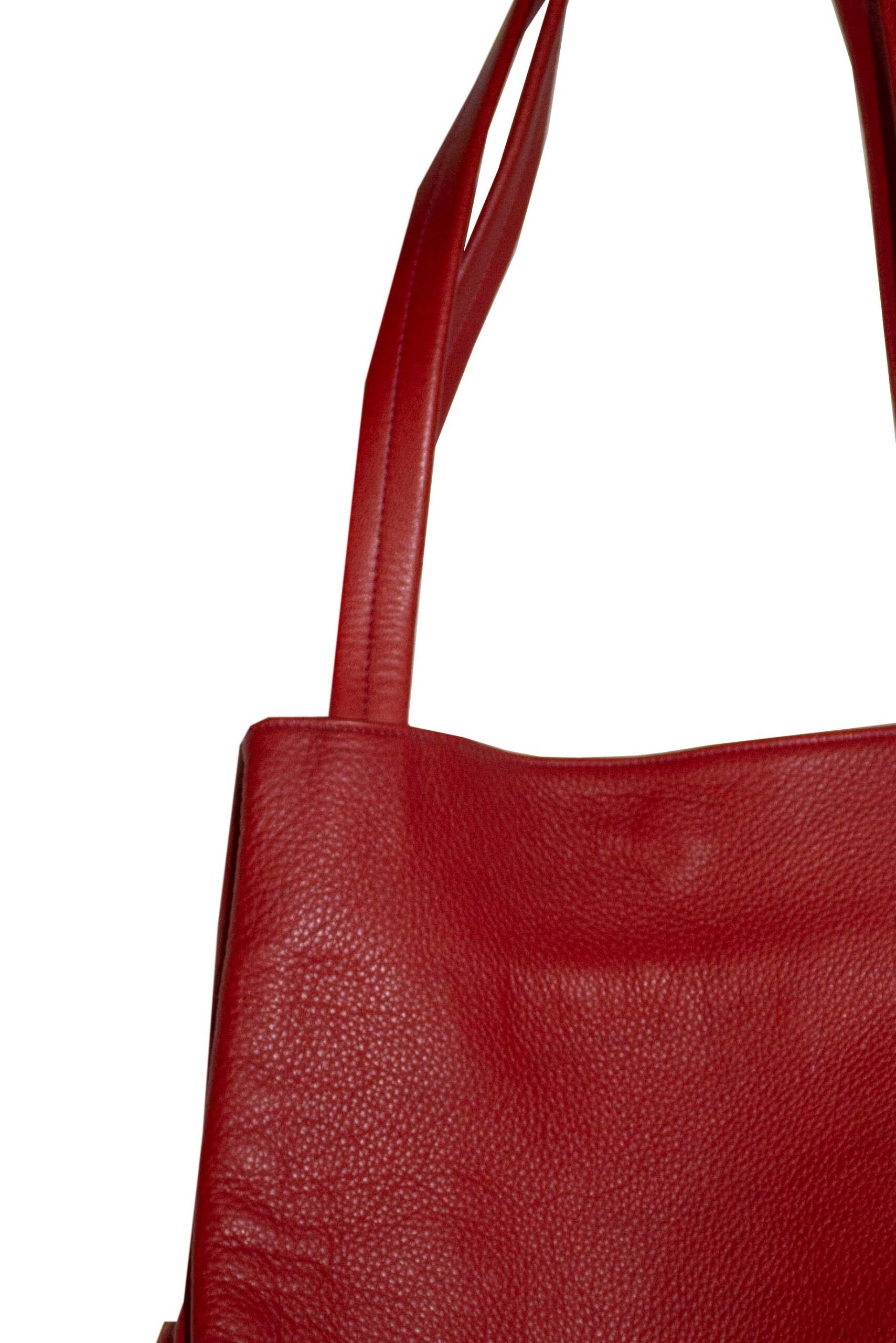Red Leather Tote Bag by Nystrom Sweden