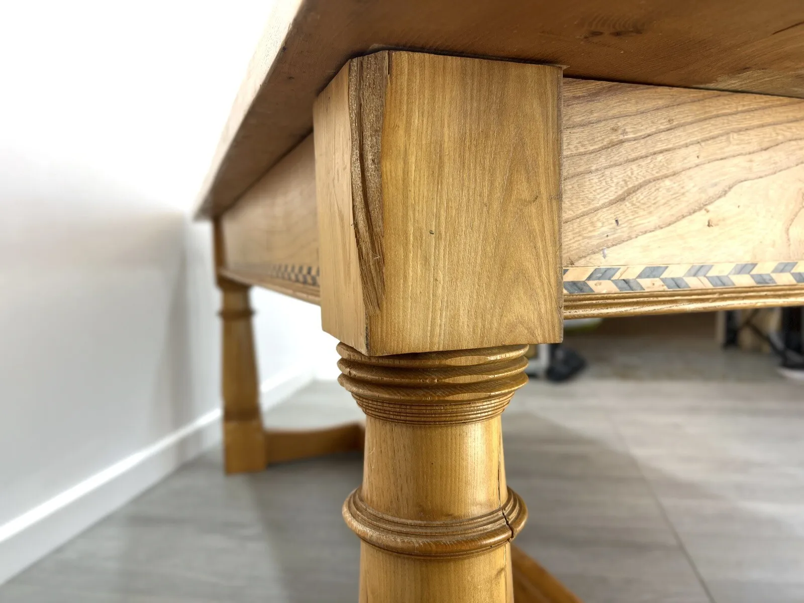 Arts and Crafts Style, 6ft Pine Refectory Table With Chevron Details