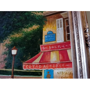 Huge Oil Painting Mid 20th Century Continental Town Scene 80 x 58 Inches