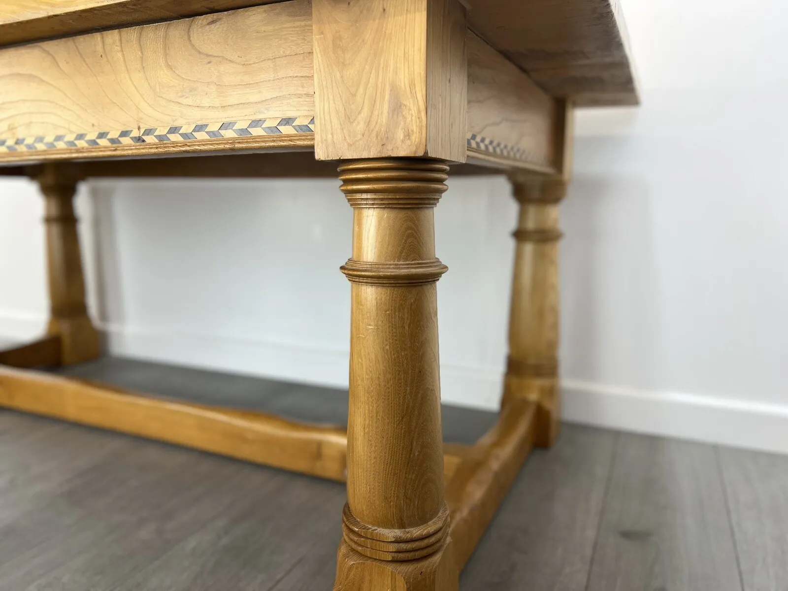 Arts and Crafts Style, 6ft Pine Refectory Table With Chevron Details