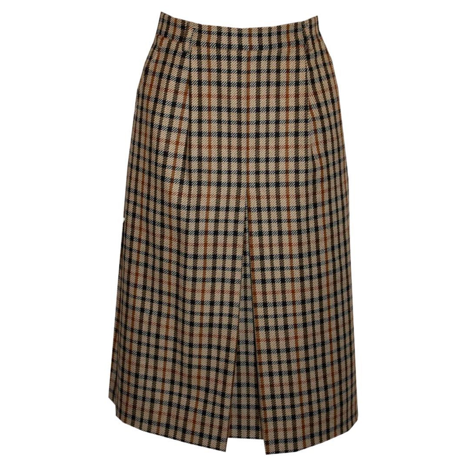 Vintage Daks 1970s Check Wool Skirt