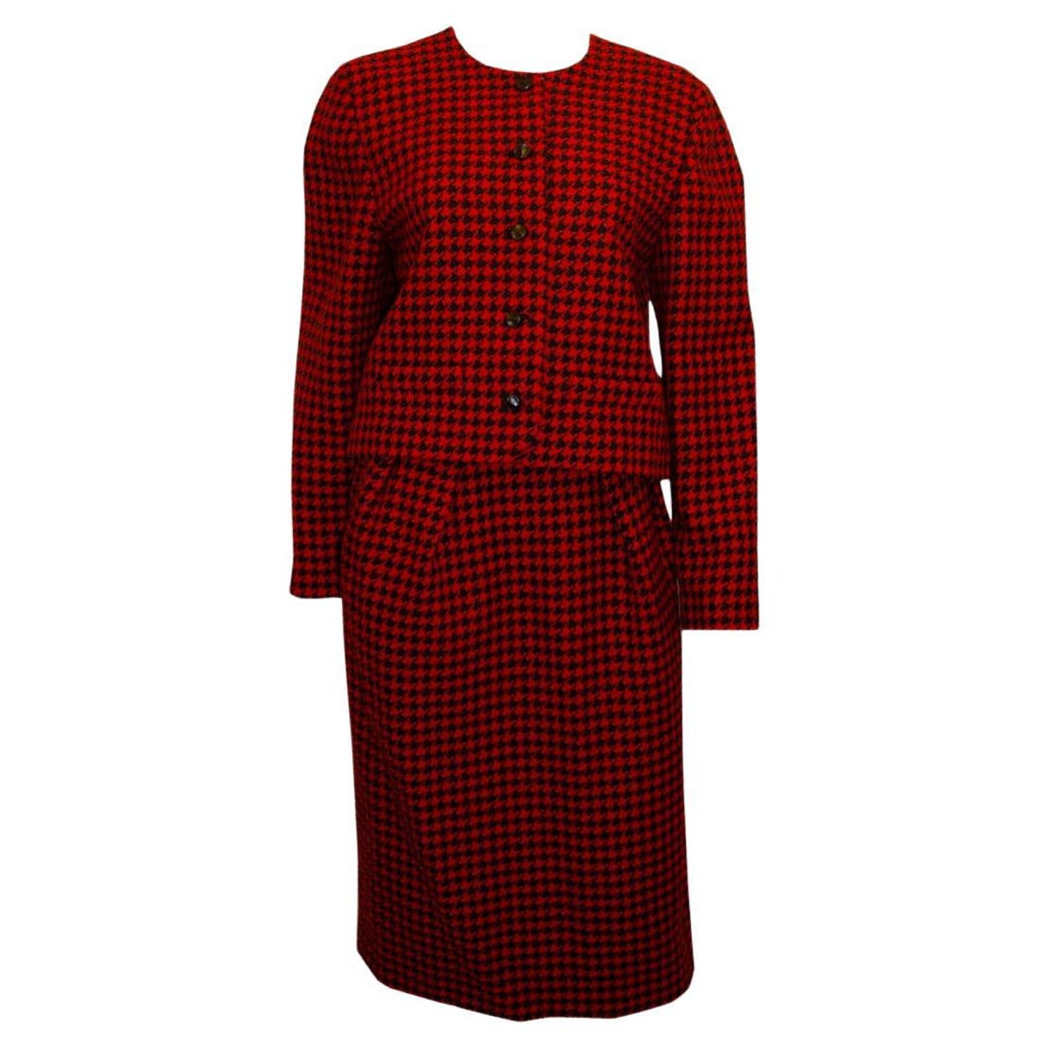 Vintage Couture Made Orange and Black Skirt Suit