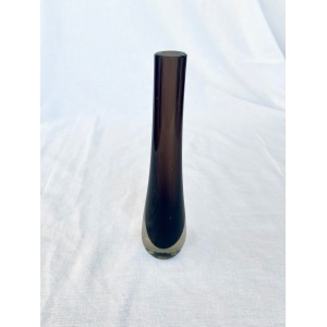 Vintage 1960's Scottish Caithness Smokey Peat and Amethyst mid century Cased Art Glass Bud Vase by Domhnall O'Broin