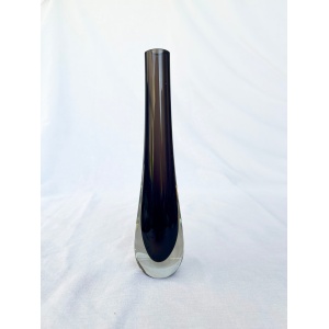 Vintage 1960's Scottish Caithness Smokey Peat and Amethyst mid century Cased Art Glass Bud Vase by Domhnall O'Broin