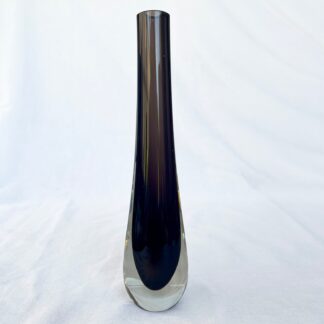 Vintage 1960's Scottish Caithness Smokey Peat and Amethyst mid century Cased Art Glass Bud Vase by Domhnall O'Broin