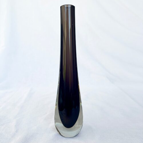 Vintage 1960's Scottish Caithness Smokey Peat and Amethyst mid century Cased Art Glass Bud Vase by Domhnall O'Broin