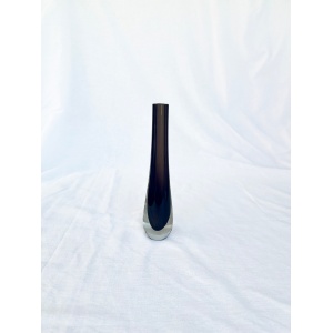 Vintage 1960's Scottish Caithness Smokey Peat and Amethyst mid century Cased Art Glass Bud Vase by Domhnall O'Broin
