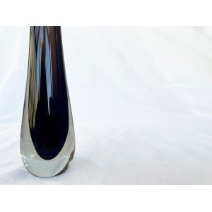 Vintage 1960's Scottish Caithness Smokey Peat and Amethyst mid century Cased Art Glass Bud Vase by Domhnall O'Broin