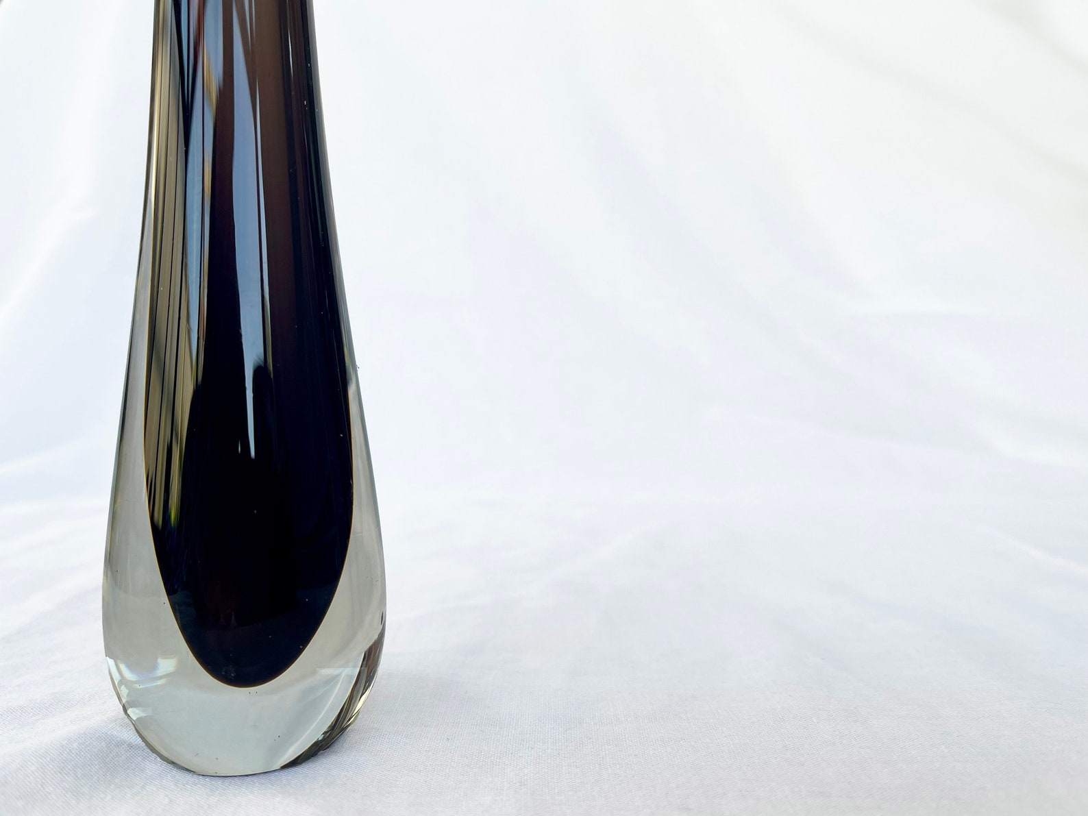 Vintage 1960's Scottish Caithness Smokey Peat and Amethyst mid century Cased Art Glass Bud Vase by Domhnall O'Broin