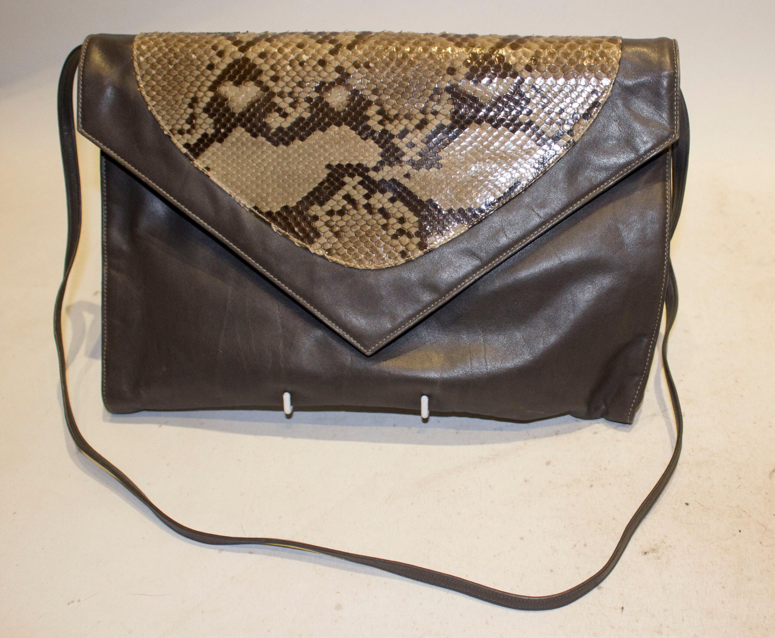 Vintage Aldrovandi Hand Made Leather and Snakeskin Bag - Clutch or Shoulder