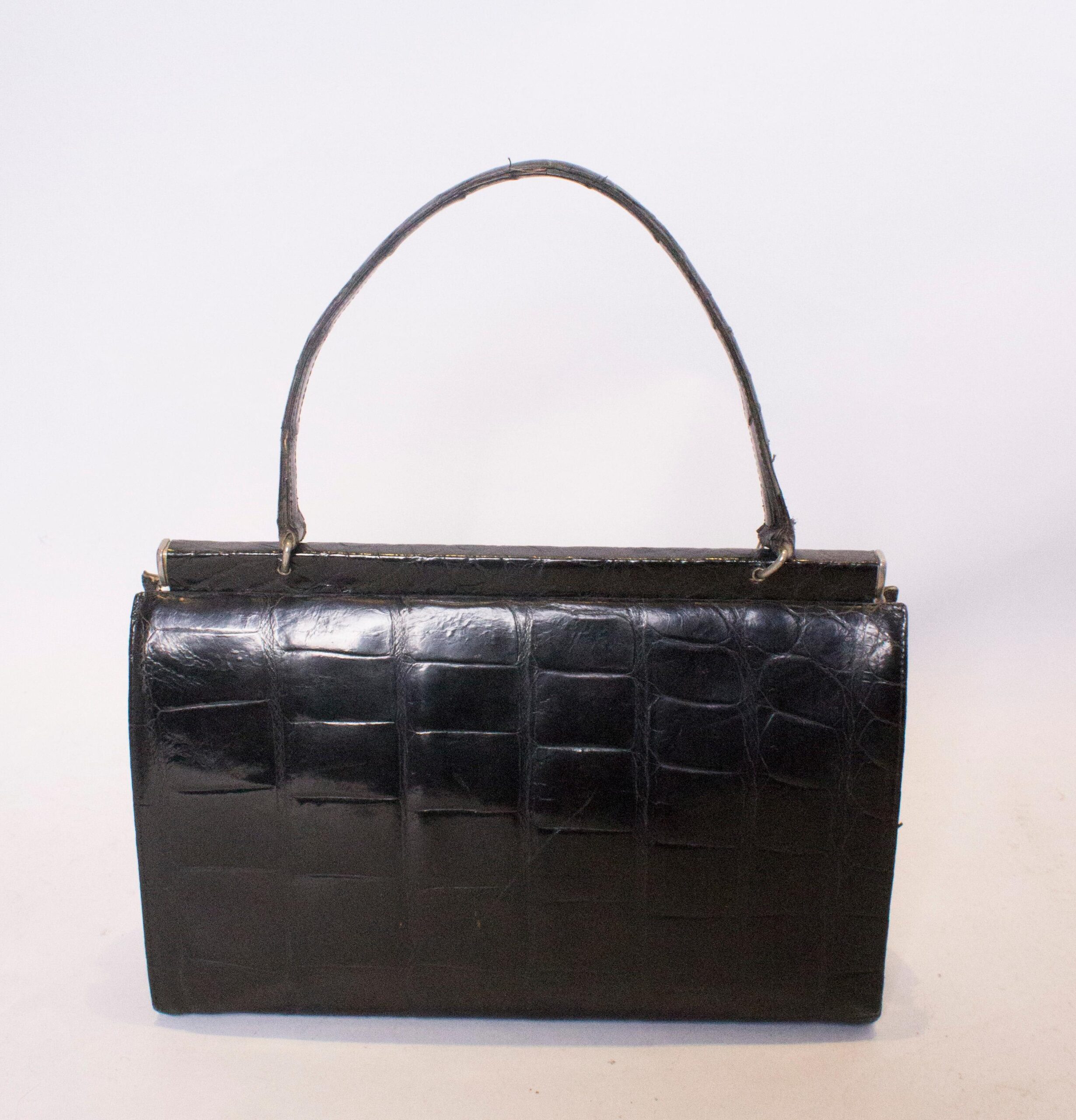 Vintage Black Crocodile Handbag