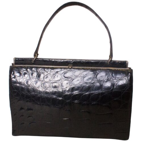 Vintage Black Crocodile Handbag