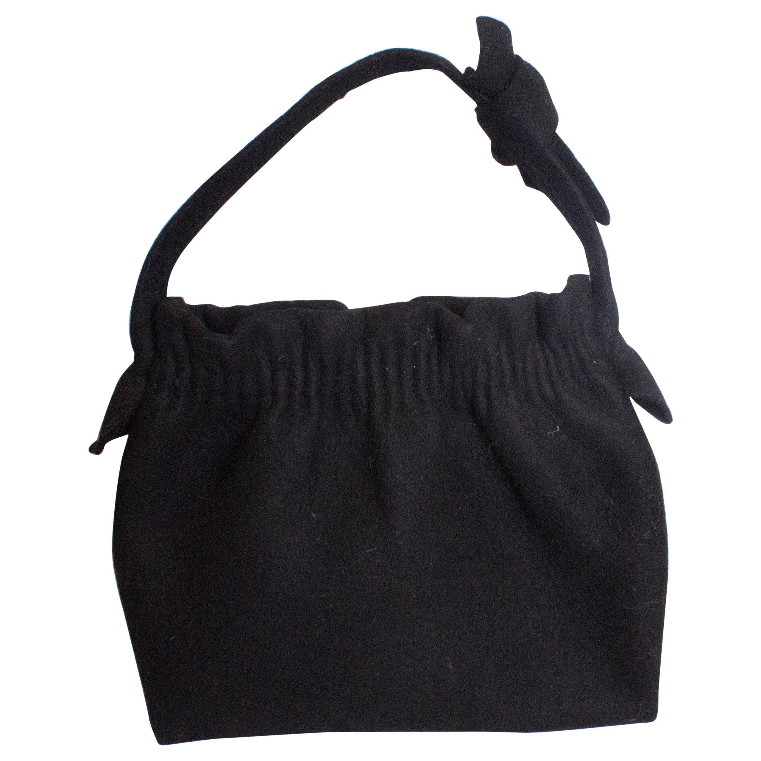 Vintage Black Felt Bag