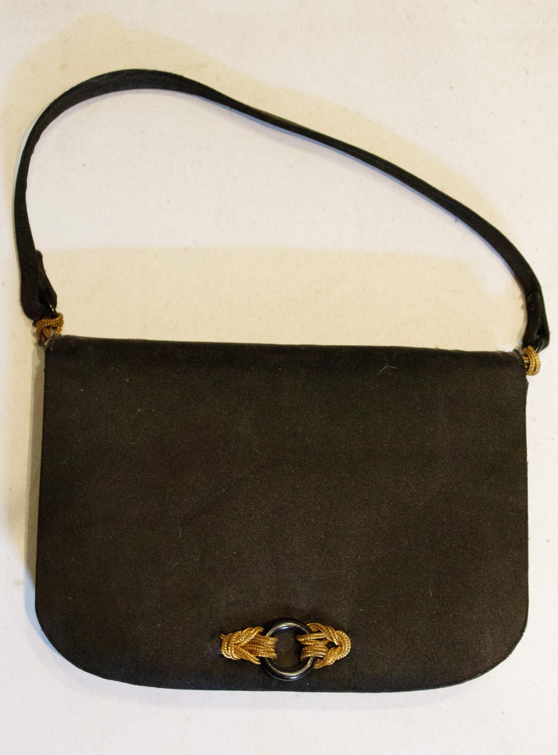 Vintage Black Satin Evening Bag by Rene Mancini