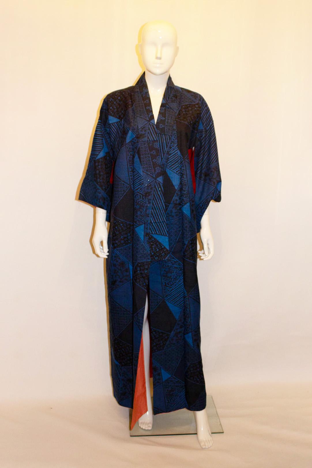 Vintage Blue Kimono with unusual Sparkle Detail