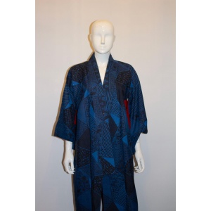 Vintage Blue Kimono with unusual Sparkle Detail