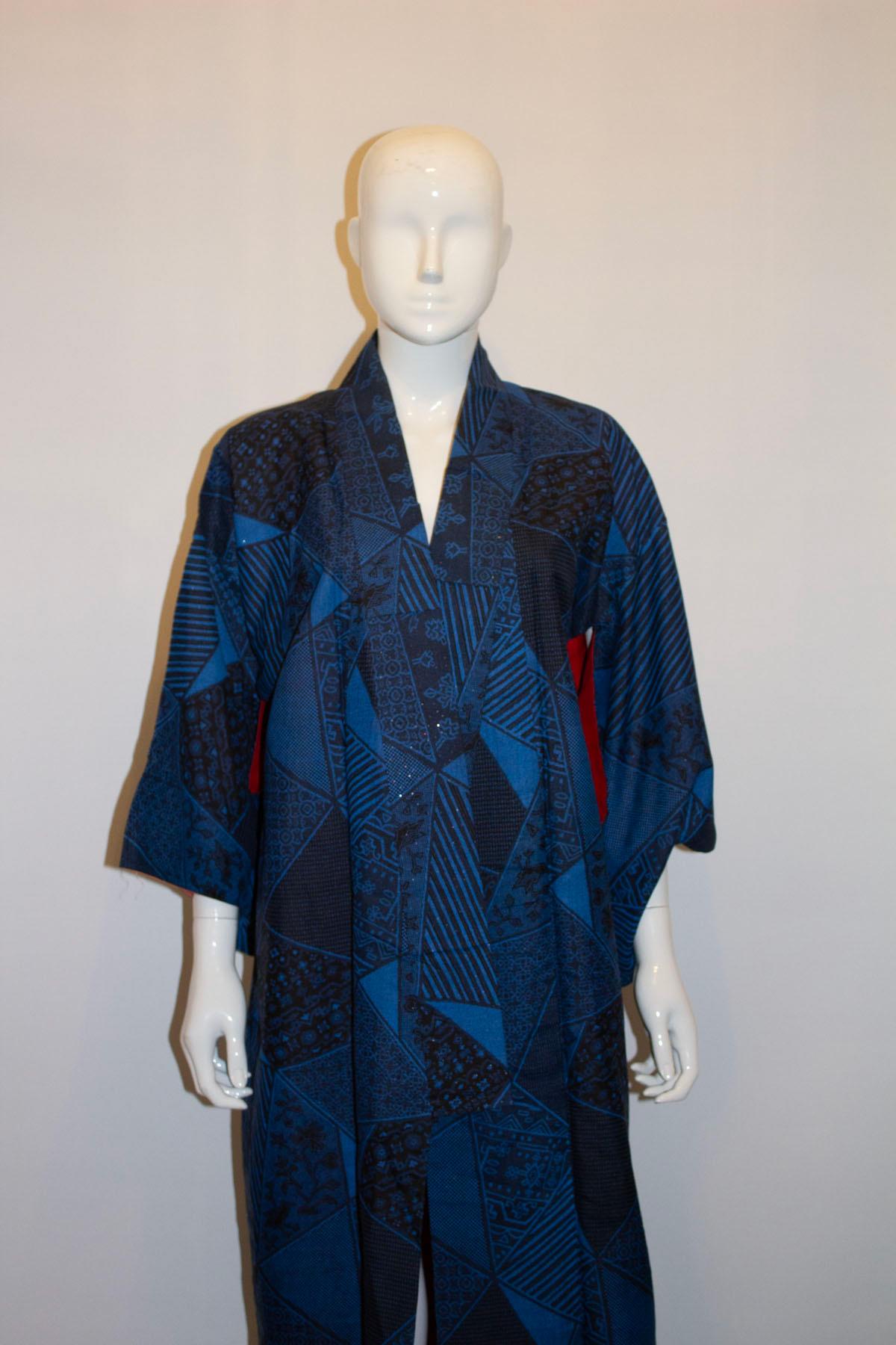 Vintage Blue Kimono with unusual Sparkle Detail