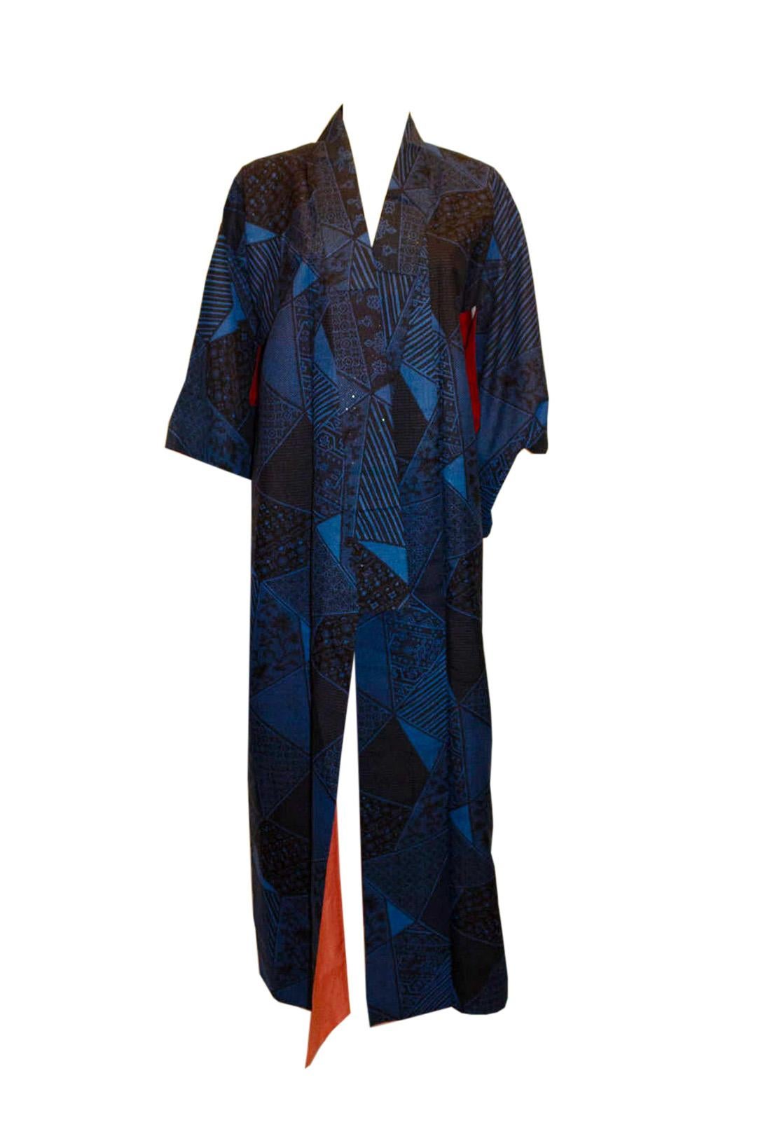 Vintage Blue Kimono with unusual Sparkle Detail