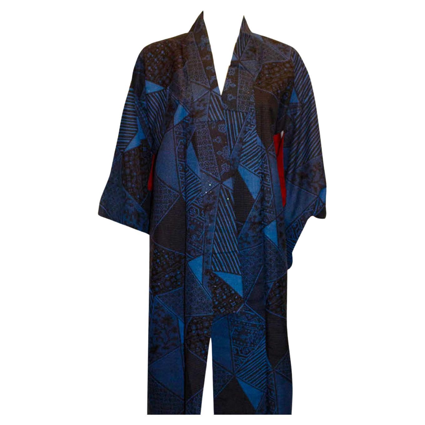 Vintage Blue Kimono with unusual Sparkle Detail