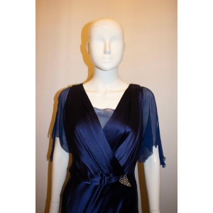 Vintage Blue Satin Marshall and Snelgrove Satin Dress