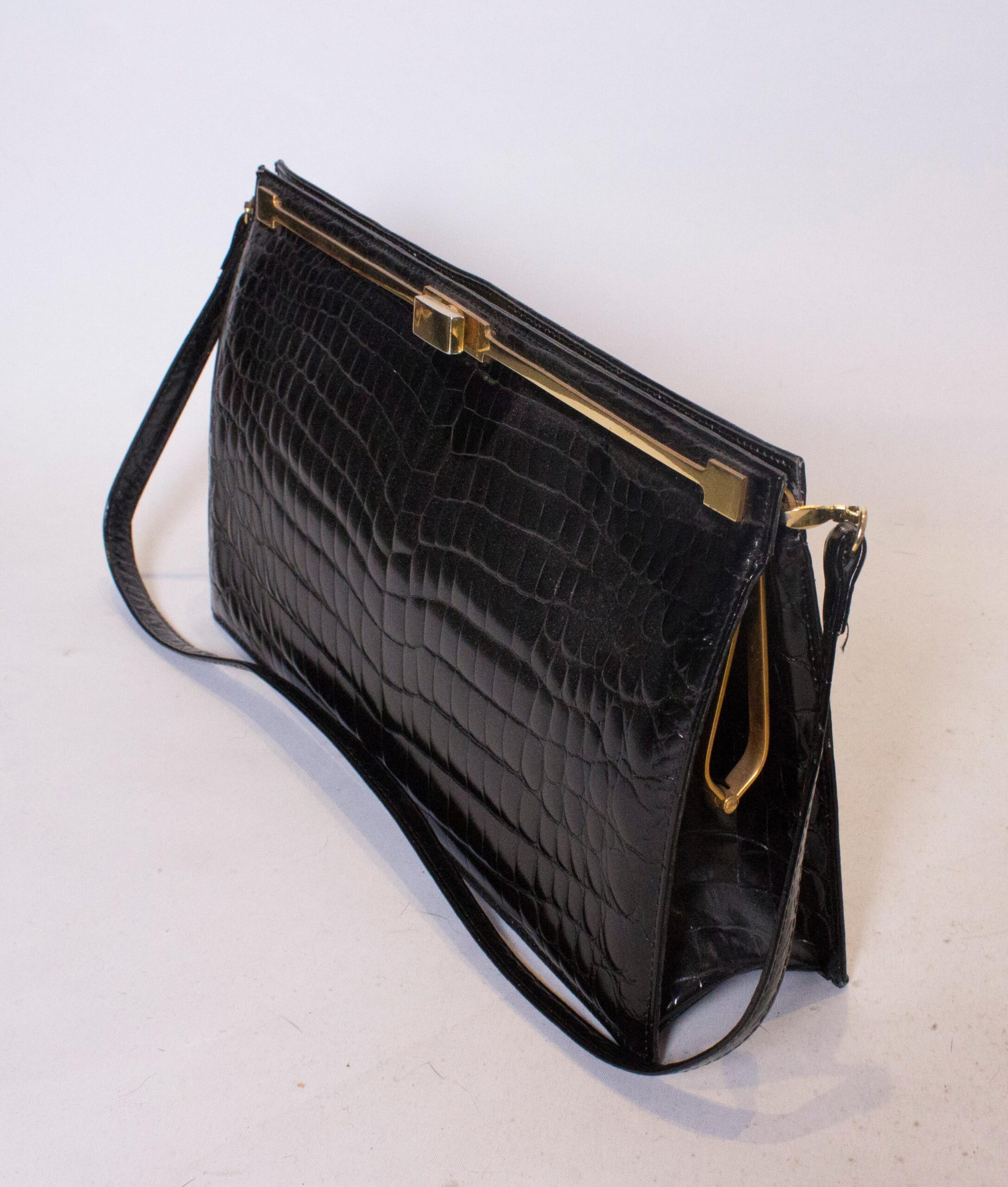Vintage Bon Gout Black Crocodile Bag