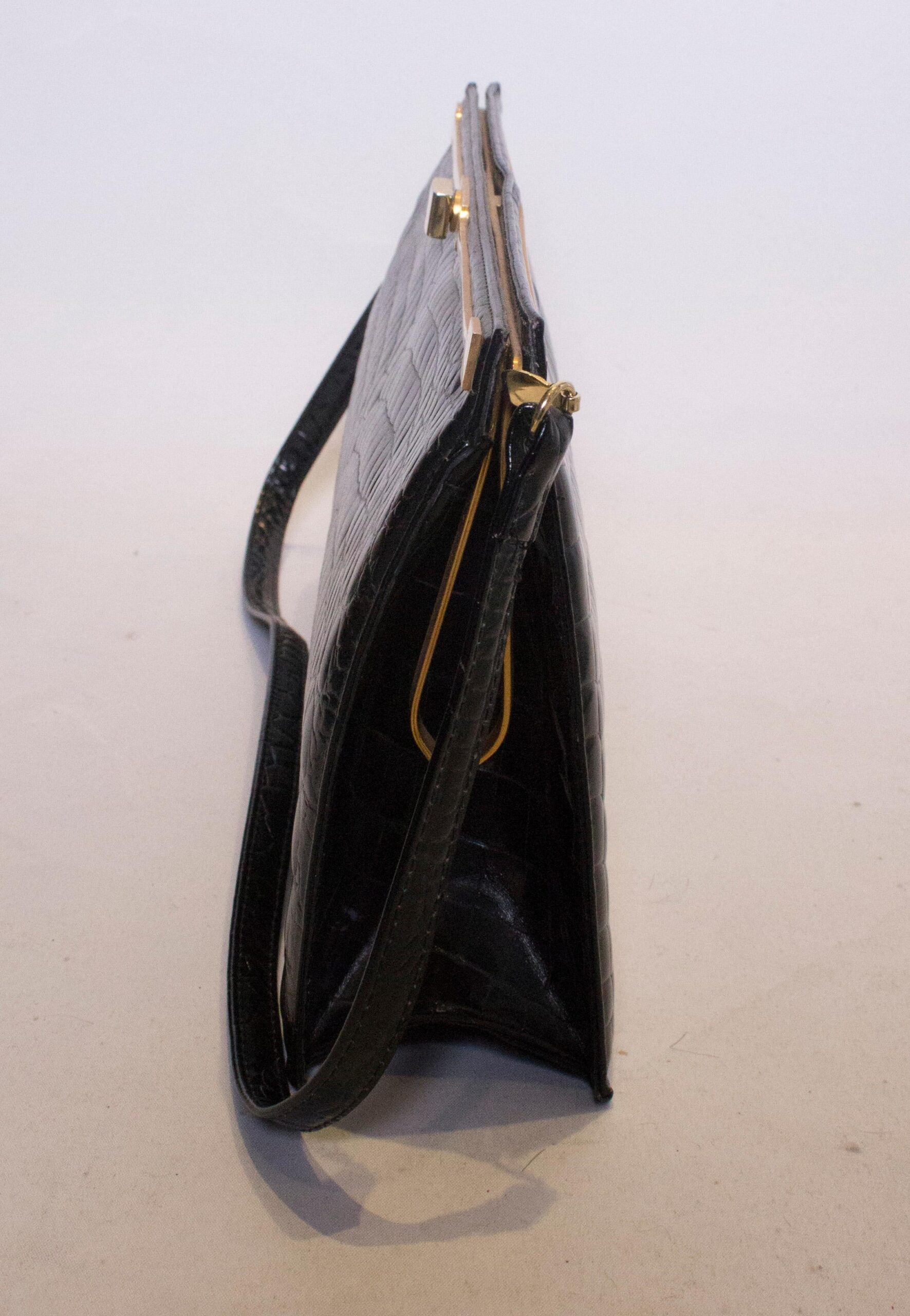 Vintage Bon Gout Black Crocodile Bag