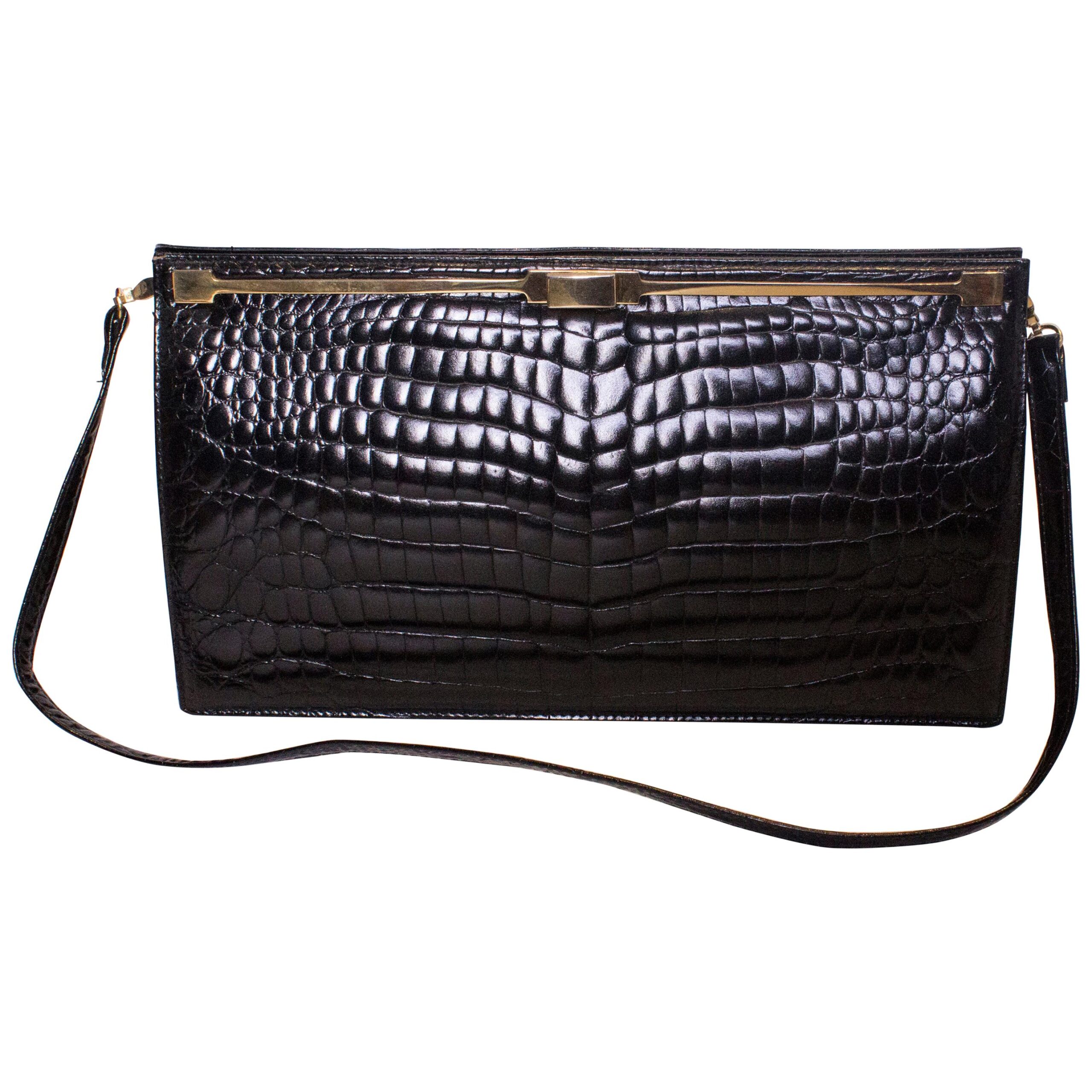 Vintage Bon Gout Black Crocodile Bag