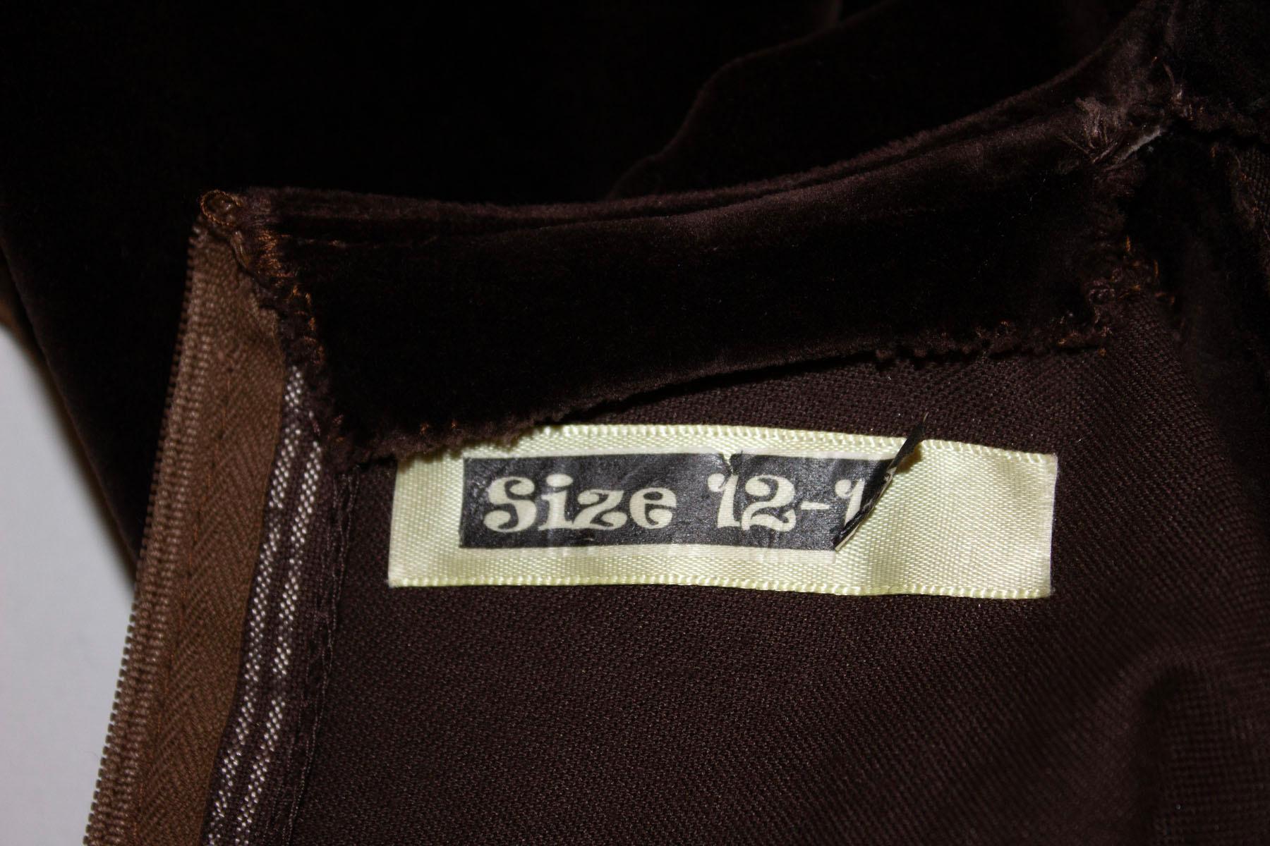 Vintage Brown Velvet Party Dress with Drop Waist