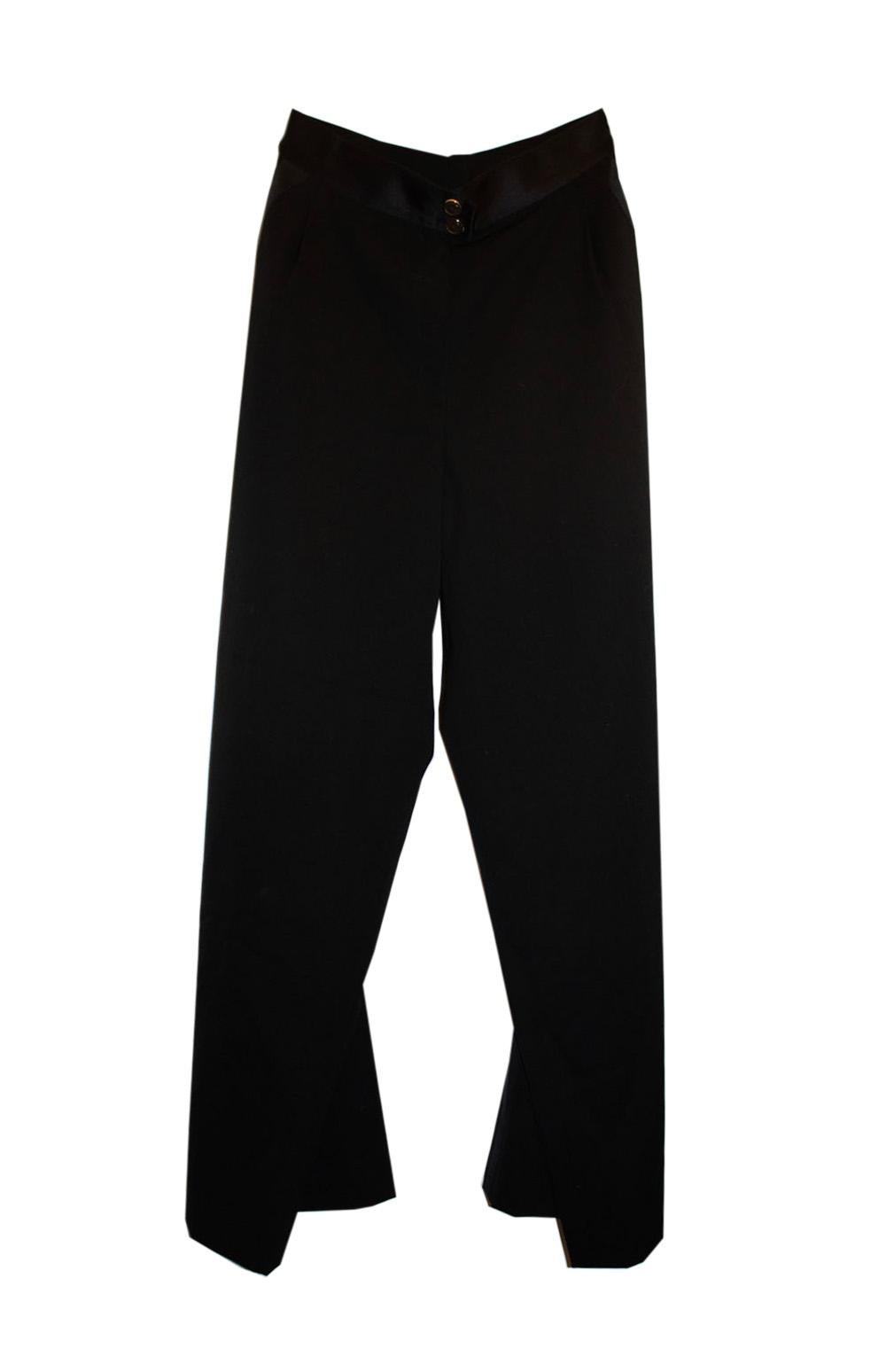 Vintage Chanel Black Tuxedo Pants /Trousers