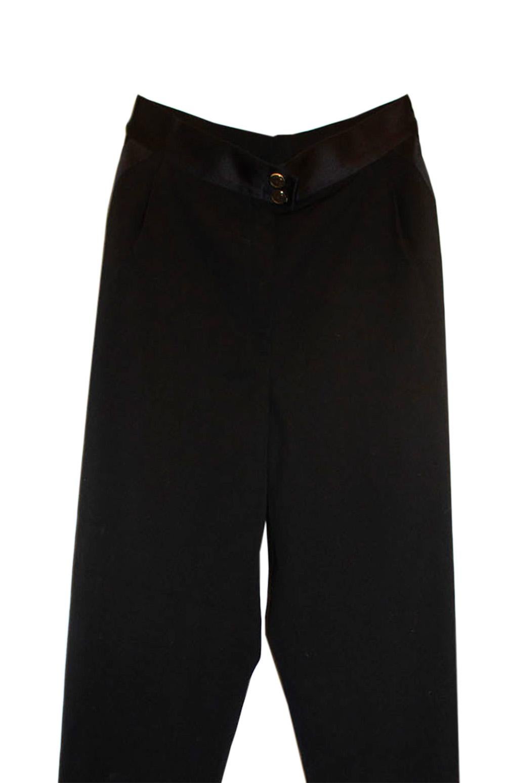 Vintage Chanel Black Tuxedo Pants /Trousers