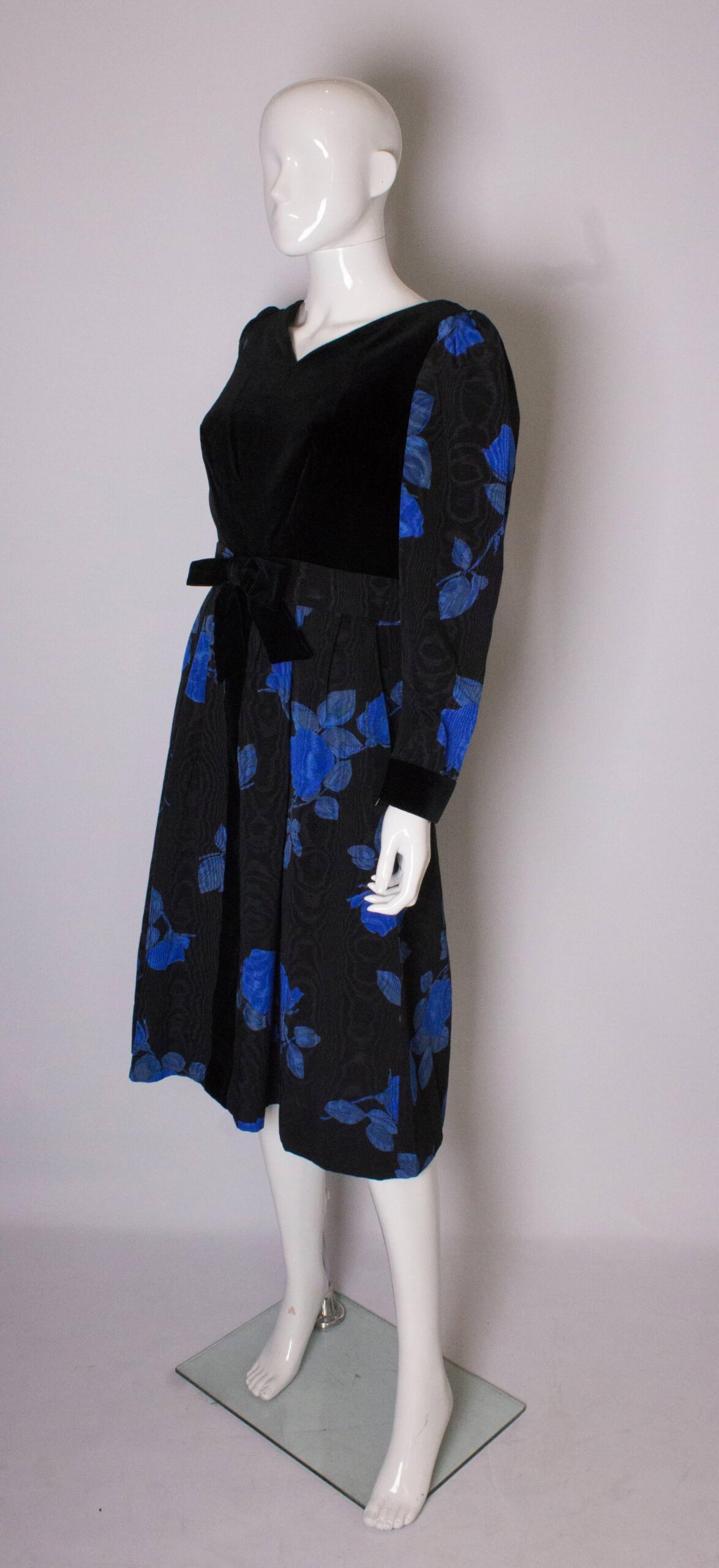 Vintage Donald Campbell Blue and Black Cocktail Dress
