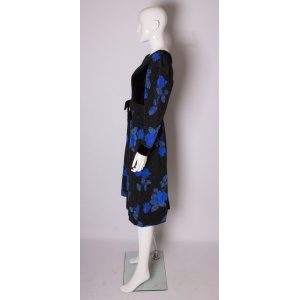 Vintage Donald Campbell Blue and Black Cocktail Dress