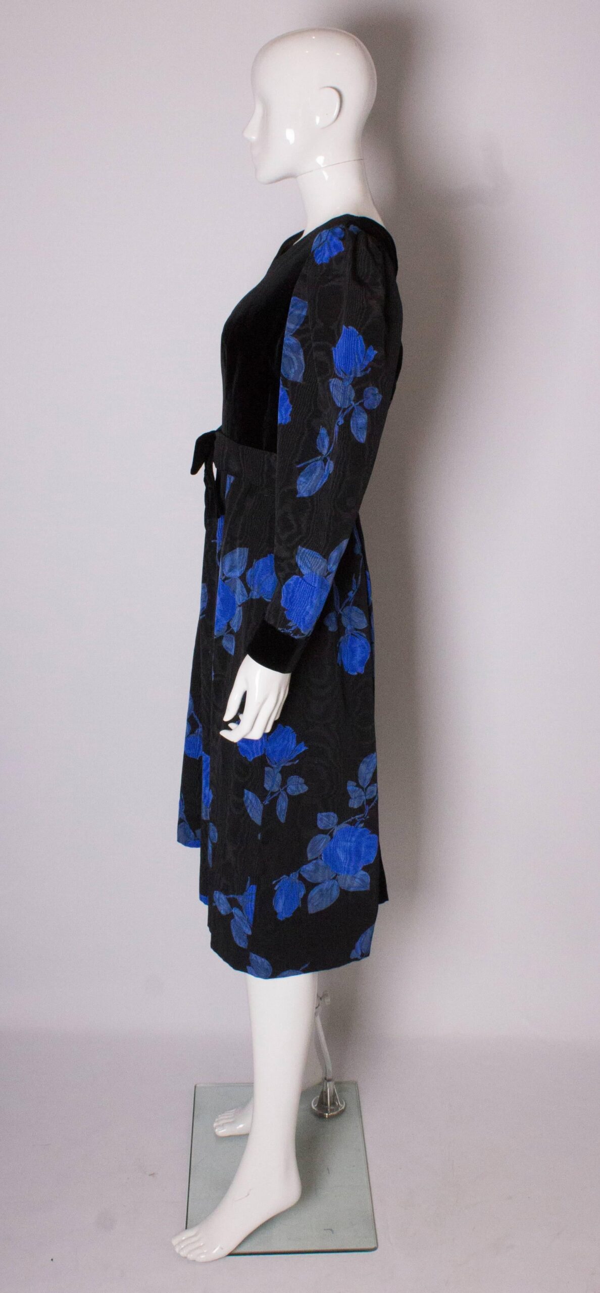 Vintage Donald Campbell Blue and Black Cocktail Dress