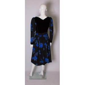 Vintage Donald Campbell Blue and Black Cocktail Dress
