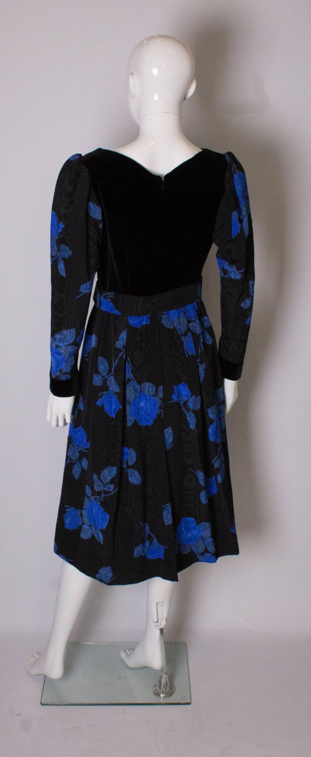 Vintage Donald Campbell Blue and Black Cocktail Dress