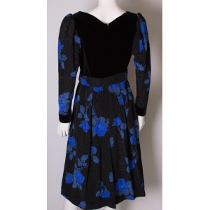 Vintage Donald Campbell Blue and Black Cocktail Dress