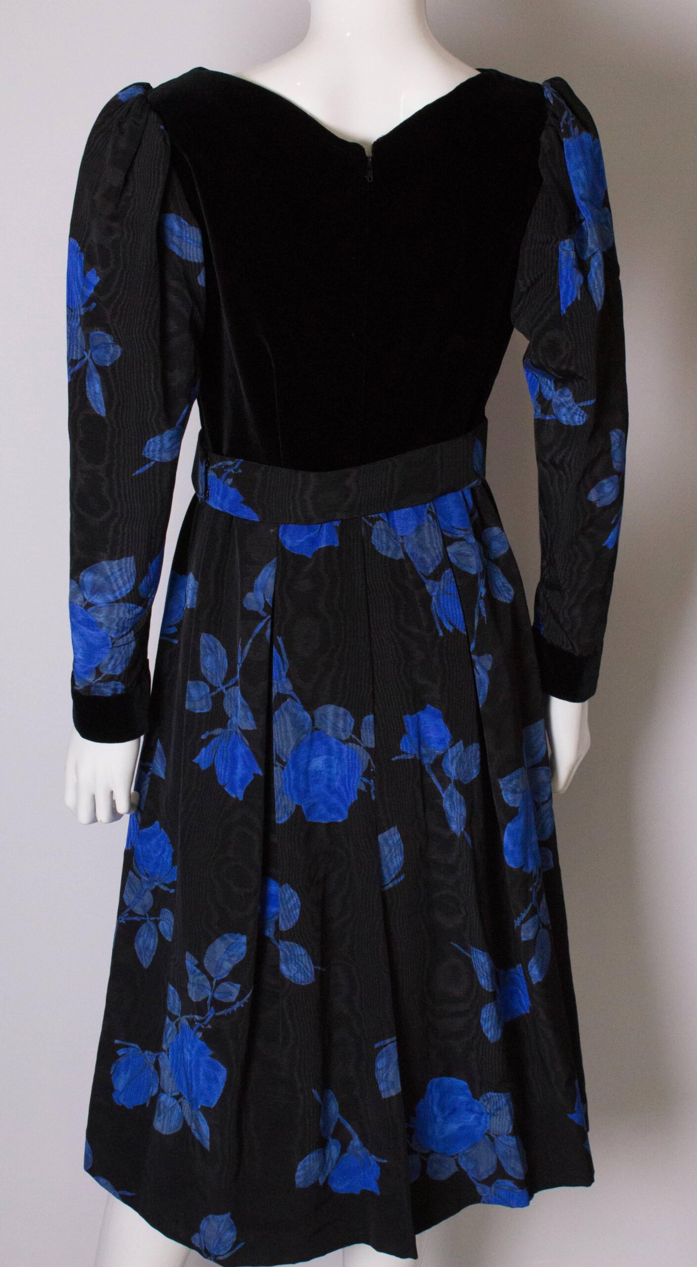 Vintage Donald Campbell Blue and Black Cocktail Dress
