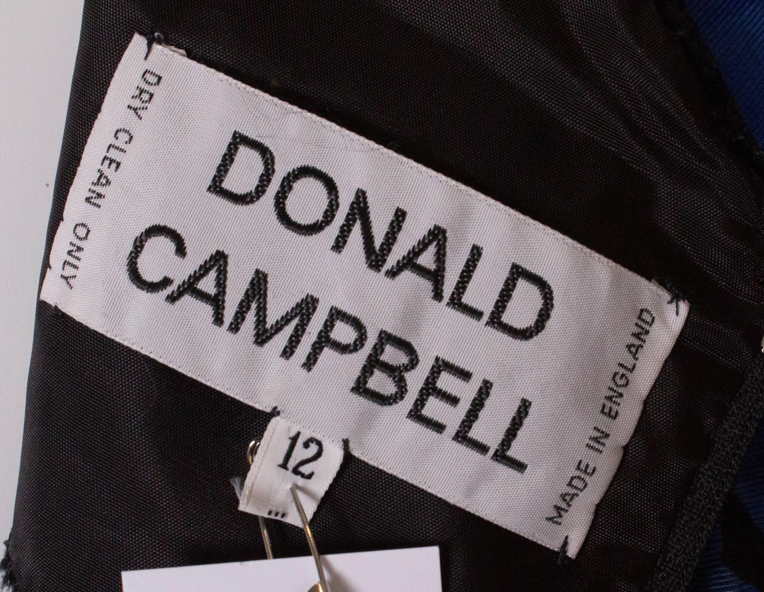 Vintage Donald Campbell Blue and Black Cocktail Dress