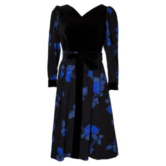 Vintage Donald Campbell Blue and Black Cocktail Dress