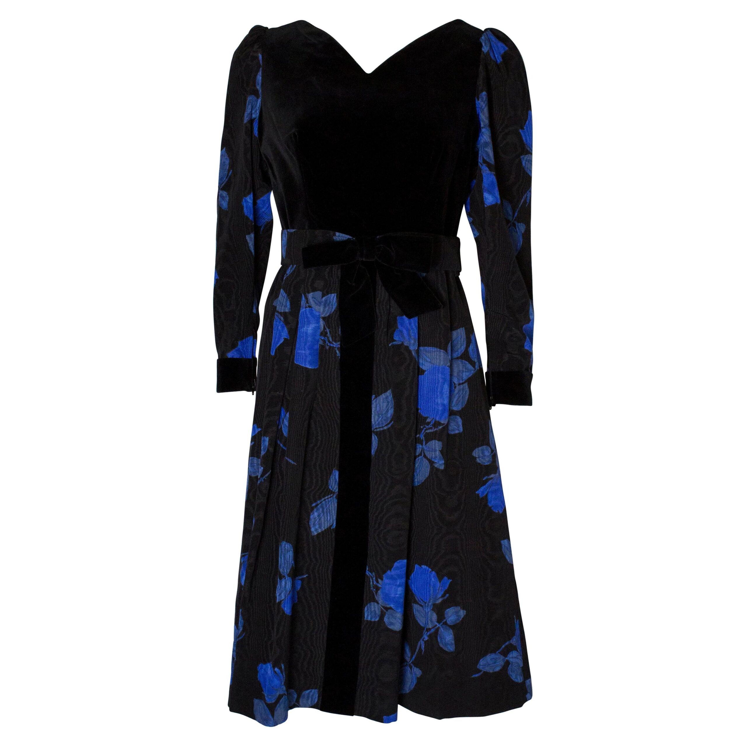 Vintage Donald Campbell Blue and Black Cocktail Dress