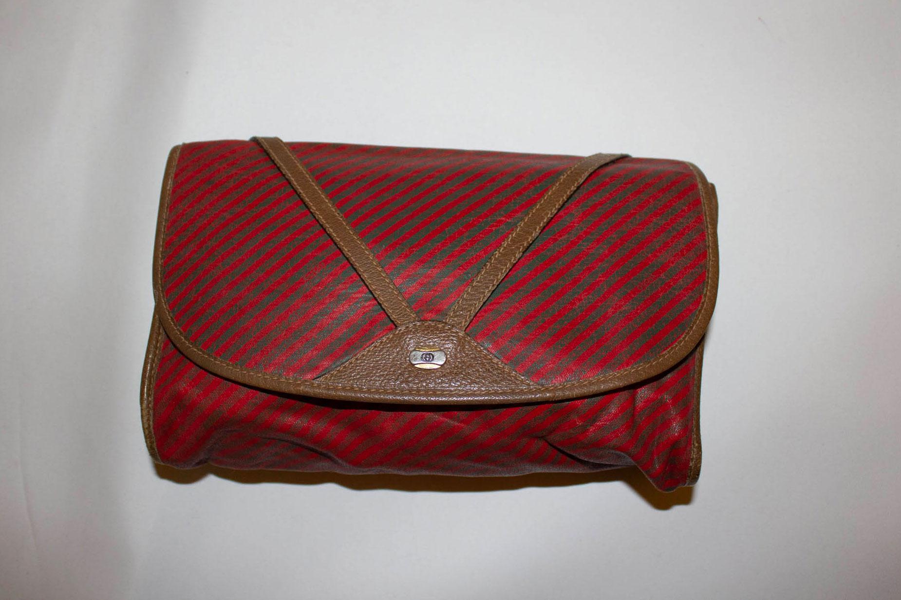 Vintage Gucci Clutch Bag with Fold Over Front and Leather Detail