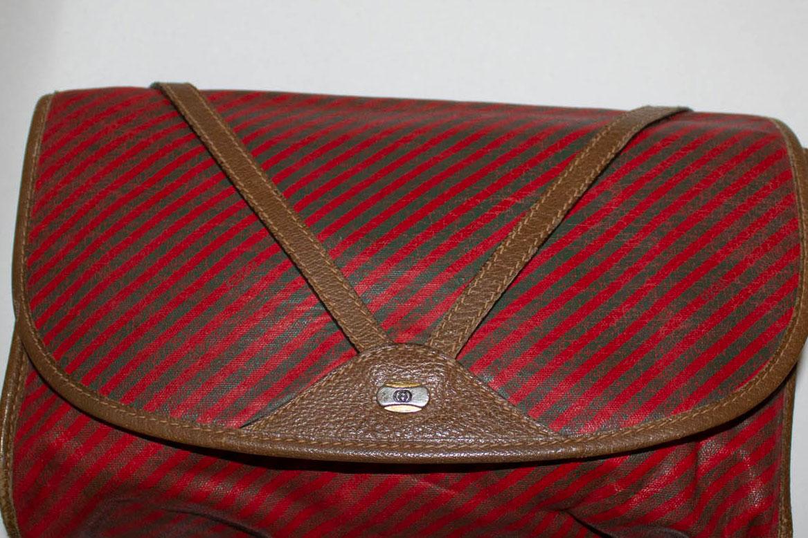 Vintage Gucci Clutch Bag with Fold Over Front and Leather Detail