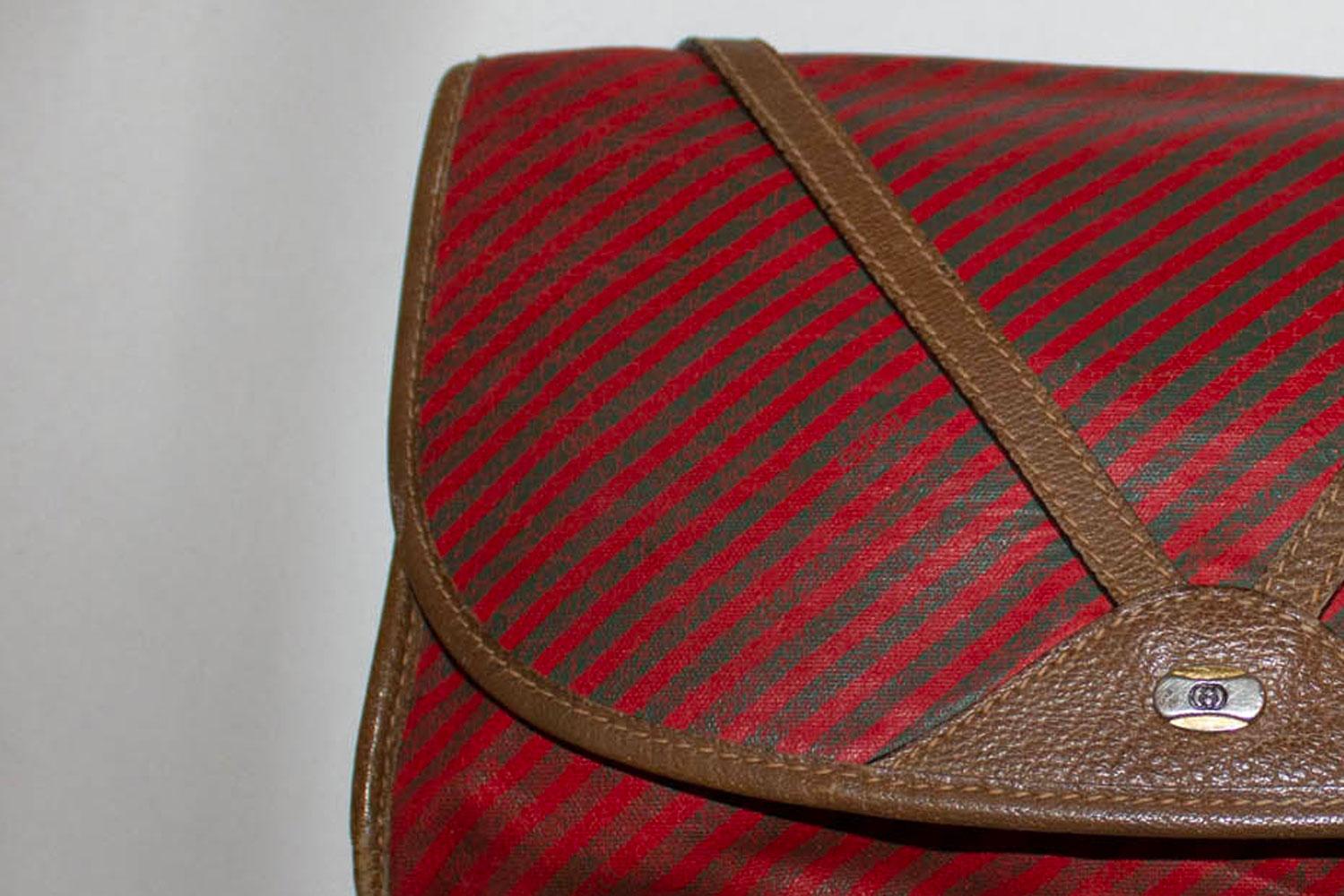 Vintage Gucci Clutch Bag with Fold Over Front and Leather Detail