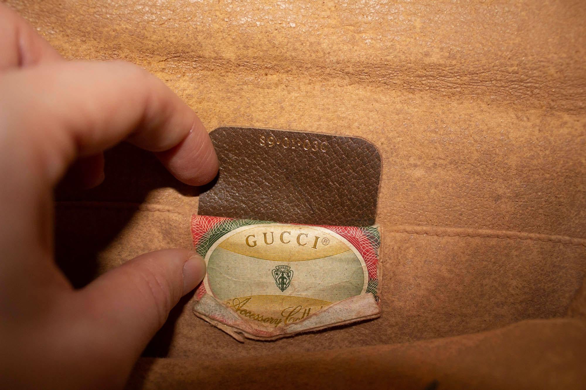 Vintage Gucci Clutch Bag with Fold Over Front and Leather Detail