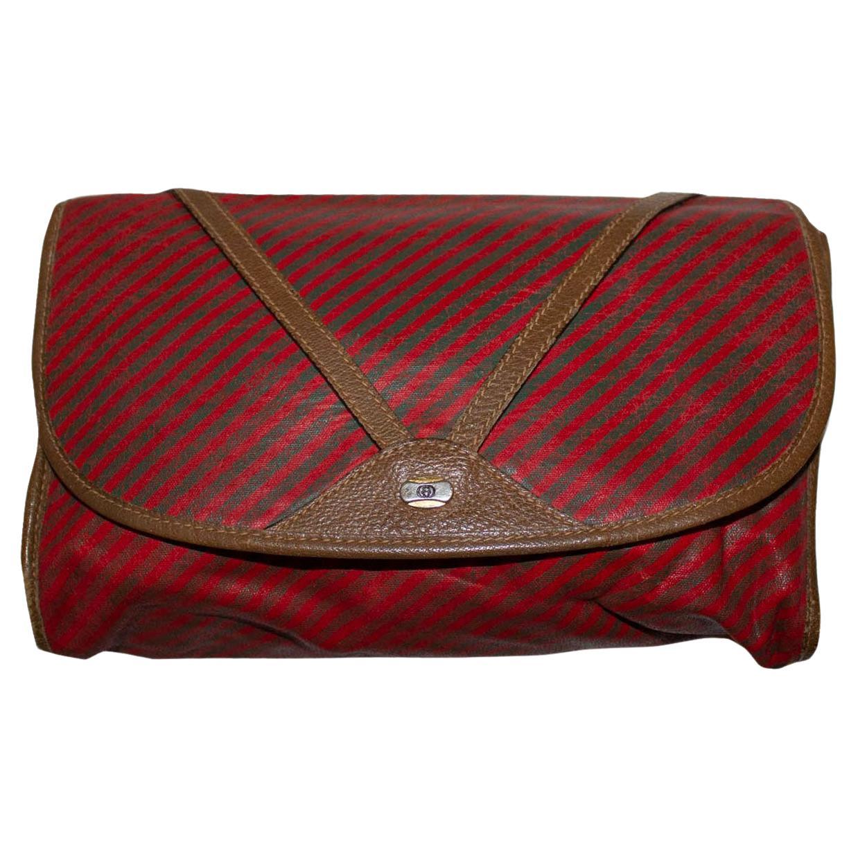 Vintage Gucci Clutch Bag with Fold Over Front and Leather Detail