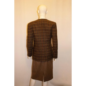 Vintage Liberty of London Brown Wool Skirt Suit