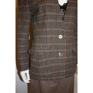 Vintage Liberty of London Brown Wool Skirt Suit