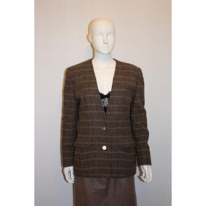 Vintage Liberty of London Brown Wool Skirt Suit